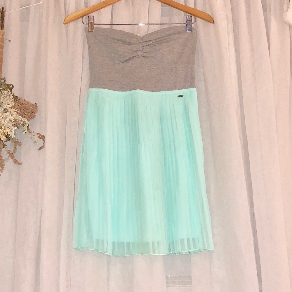 Strapless Roxy pleated skirt dress